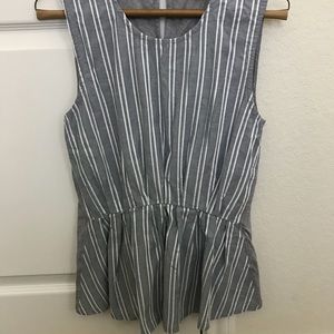 JCrew Chambray stripe peplum top